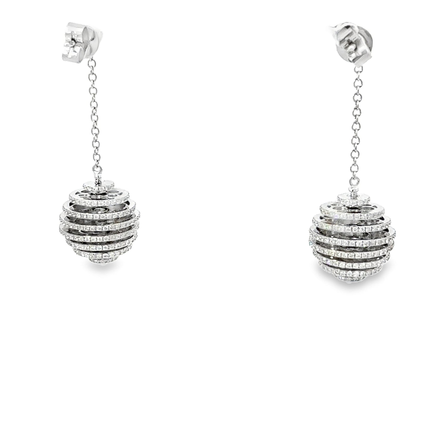 2 Carat Diamond Dangle Drop Earrings 14 karat white gold