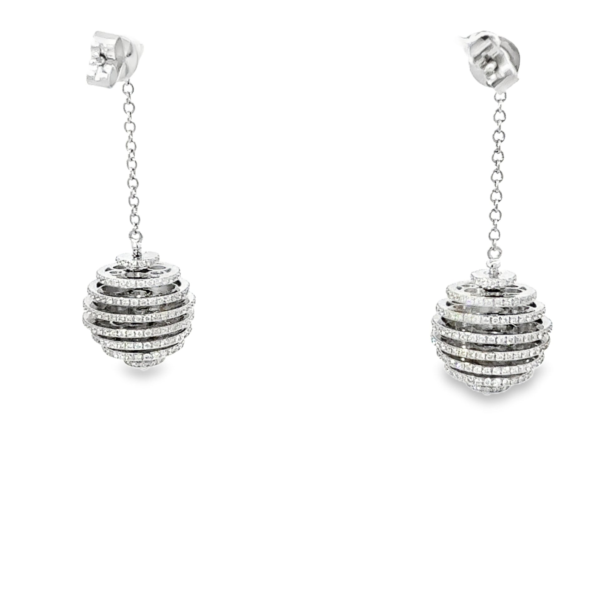 2 Carat Diamond Dangle Drop Earrings 14 karat white gold