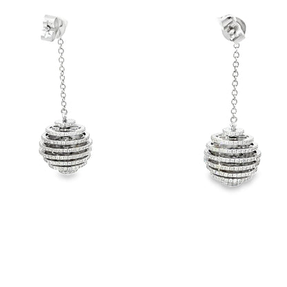 2 Carat Diamond Dangle Drop Earrings 14 karat white gold