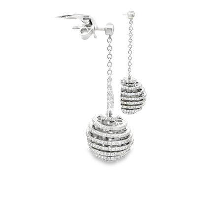 2 Carat Diamond Dangle Drop Earrings 14 karat white gold