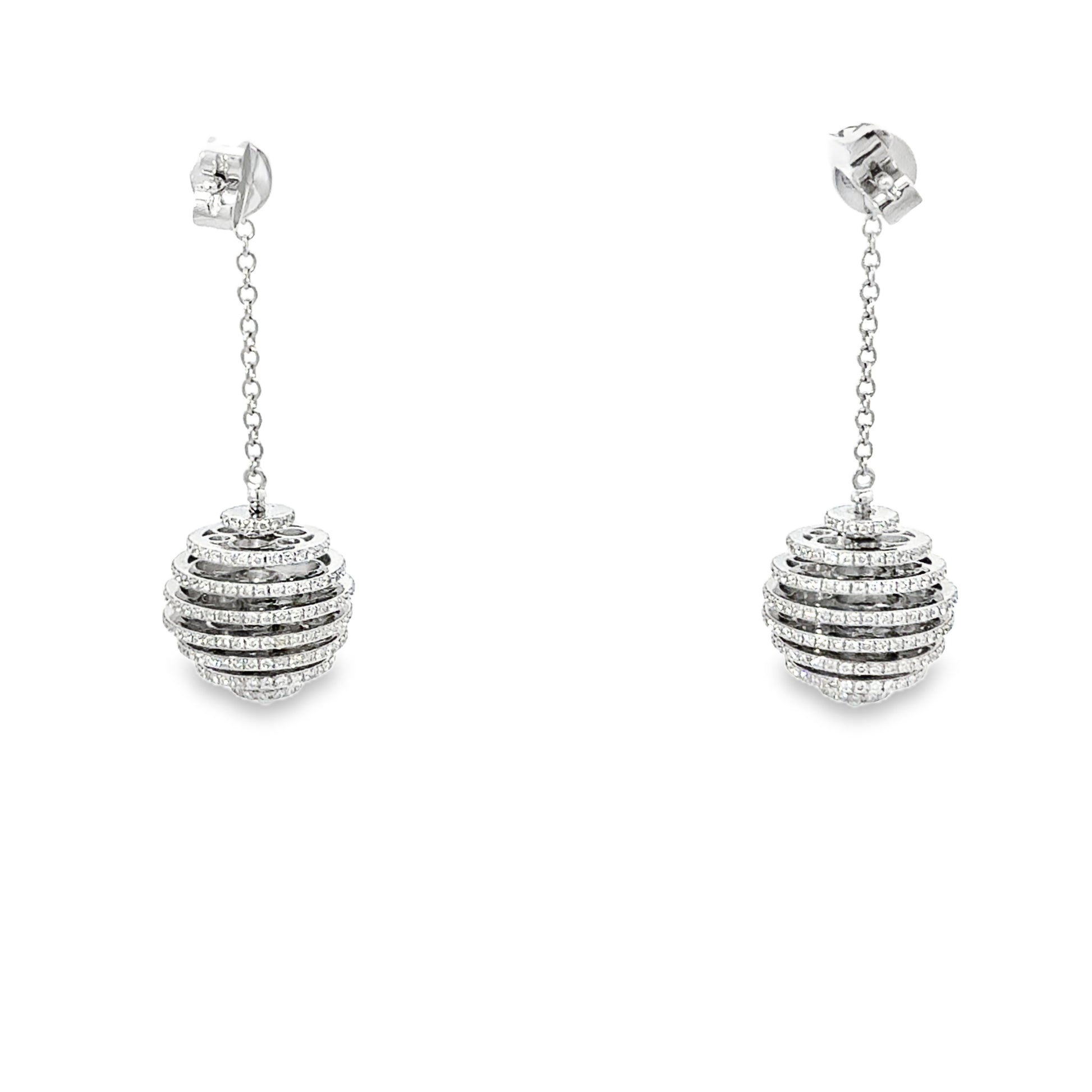 2 Carat Diamond Dangle Drop Earrings 14 karat white gold