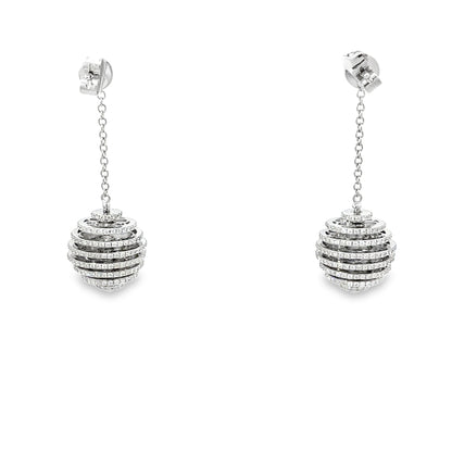 2 Carat Diamond Dangle Drop Earrings 14 karat white gold