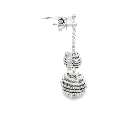 2 Carat Diamond Dangle Drop Earrings 14 karat white gold