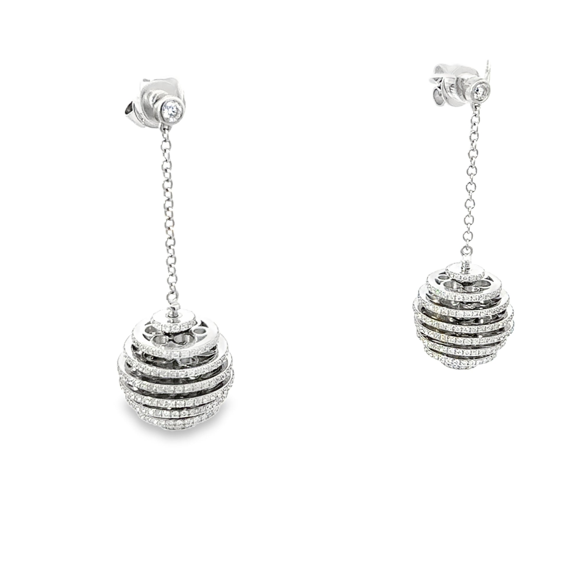 2 Carat Diamond Dangle Drop Earrings 14 karat white gold