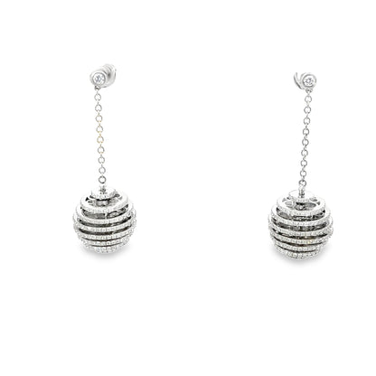 2 Carat Diamond 14K White Gold Dangle Drop Earrings