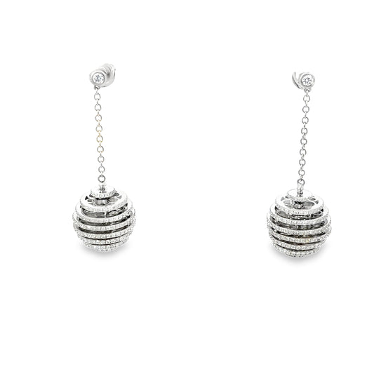 2 Carat Diamond 14K White Gold Dangle Drop Earrings