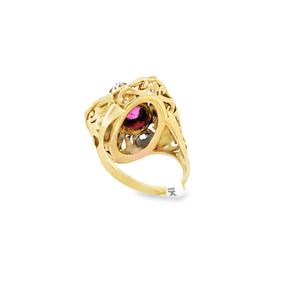 GIA Certified Thai No Heat Cushion-Cut Ruby and Diamond Cocktail Ring