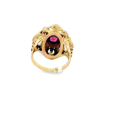 GIA Certified Thai No Heat Cushion-Cut Ruby and Diamond Cocktail Ring