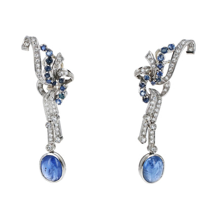 Art Deco Sapphire Diamond Chandelier
Earrings, 18 Karat White Gold