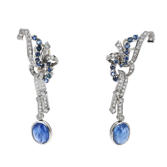 Art Deco Sapphire Diamond Chandelier
Earrings, 18 Karat White Gold