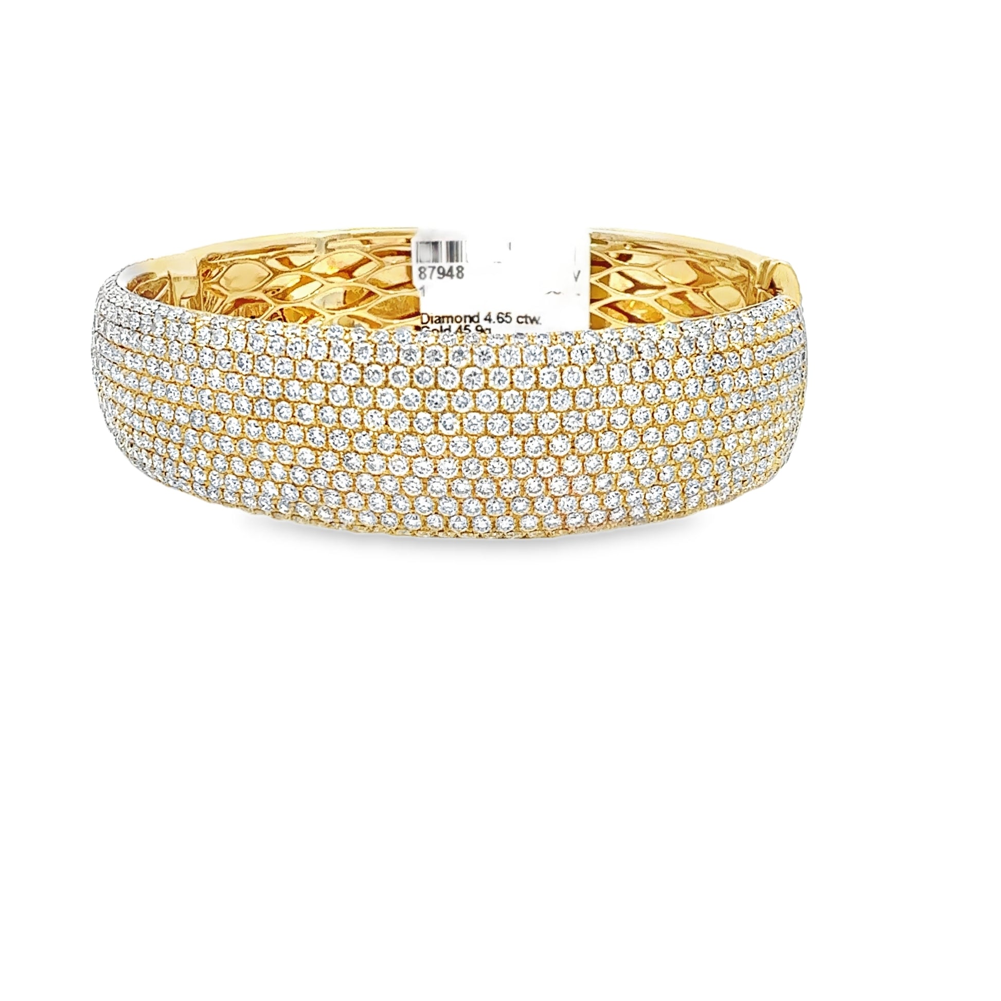 4.65 Carat Yellow Gold Diamond Bangle Bracelet