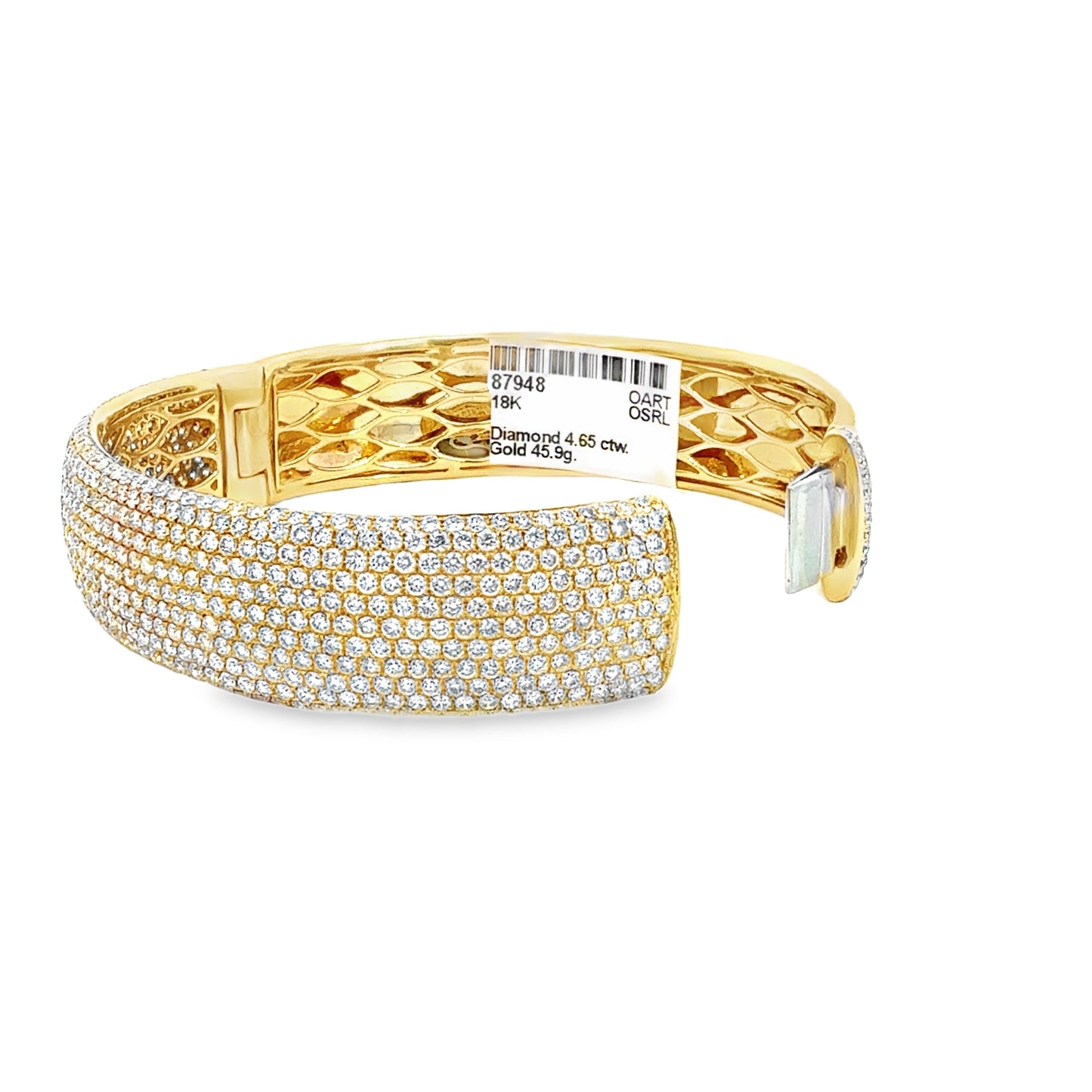 Gold bracelet with diamond accents on a white background