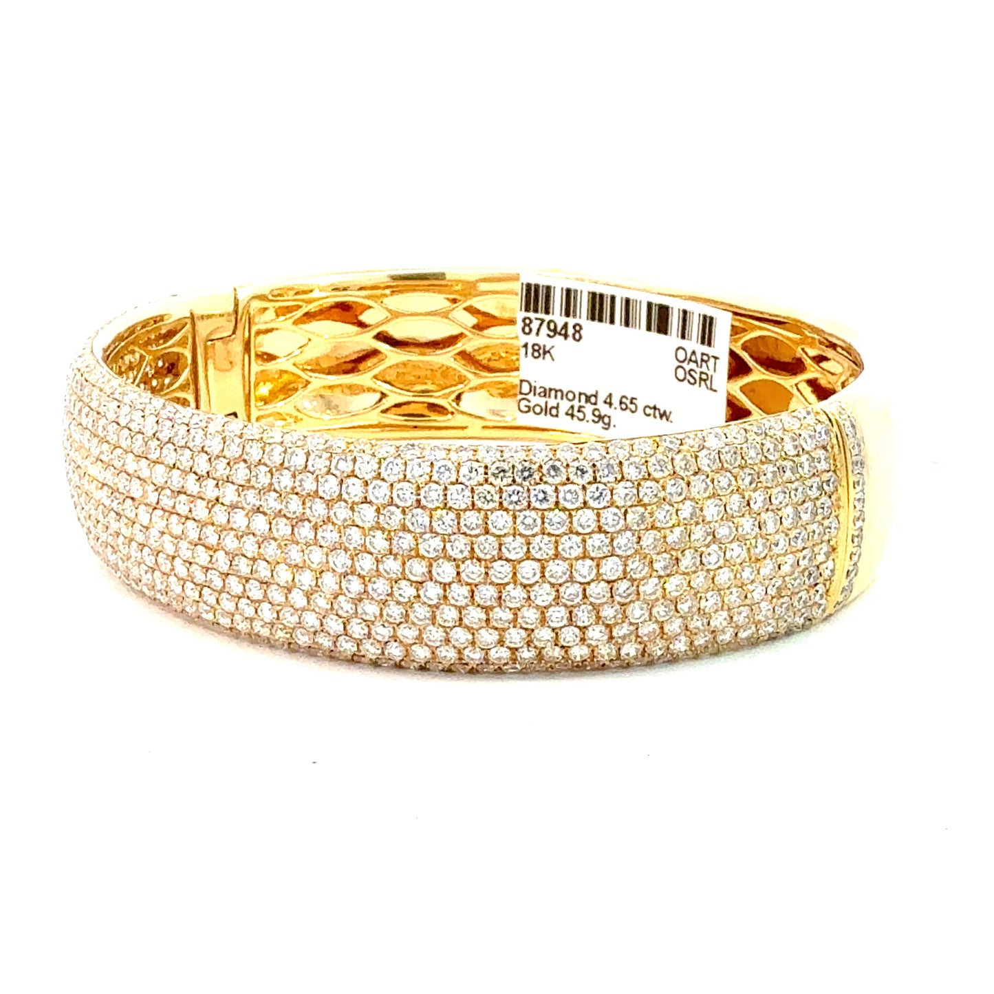 4.65 Carat Yellow Gold Diamond Bangle Bracelet