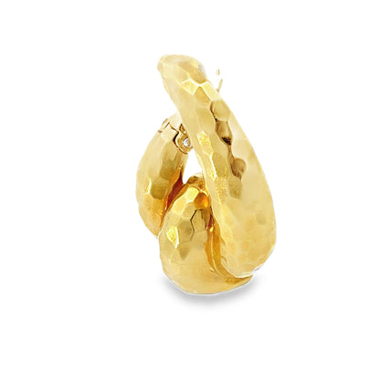Henry Dunay 18K Yellow Gold Hammered Hoop Clip-On Earrings