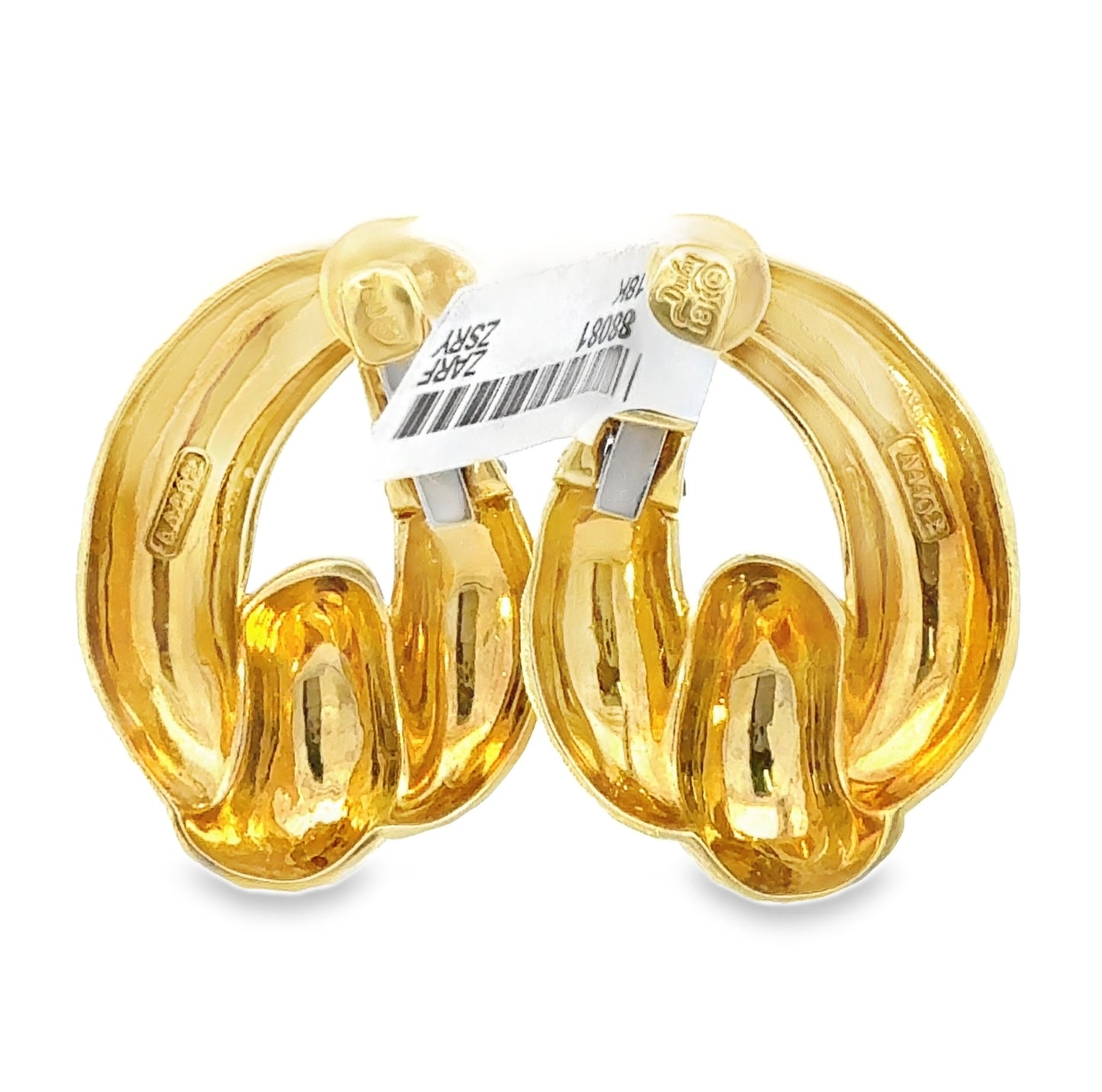 Henry Dunay 18K Yellow Gold Hammered Hoop Clip-On Earrings