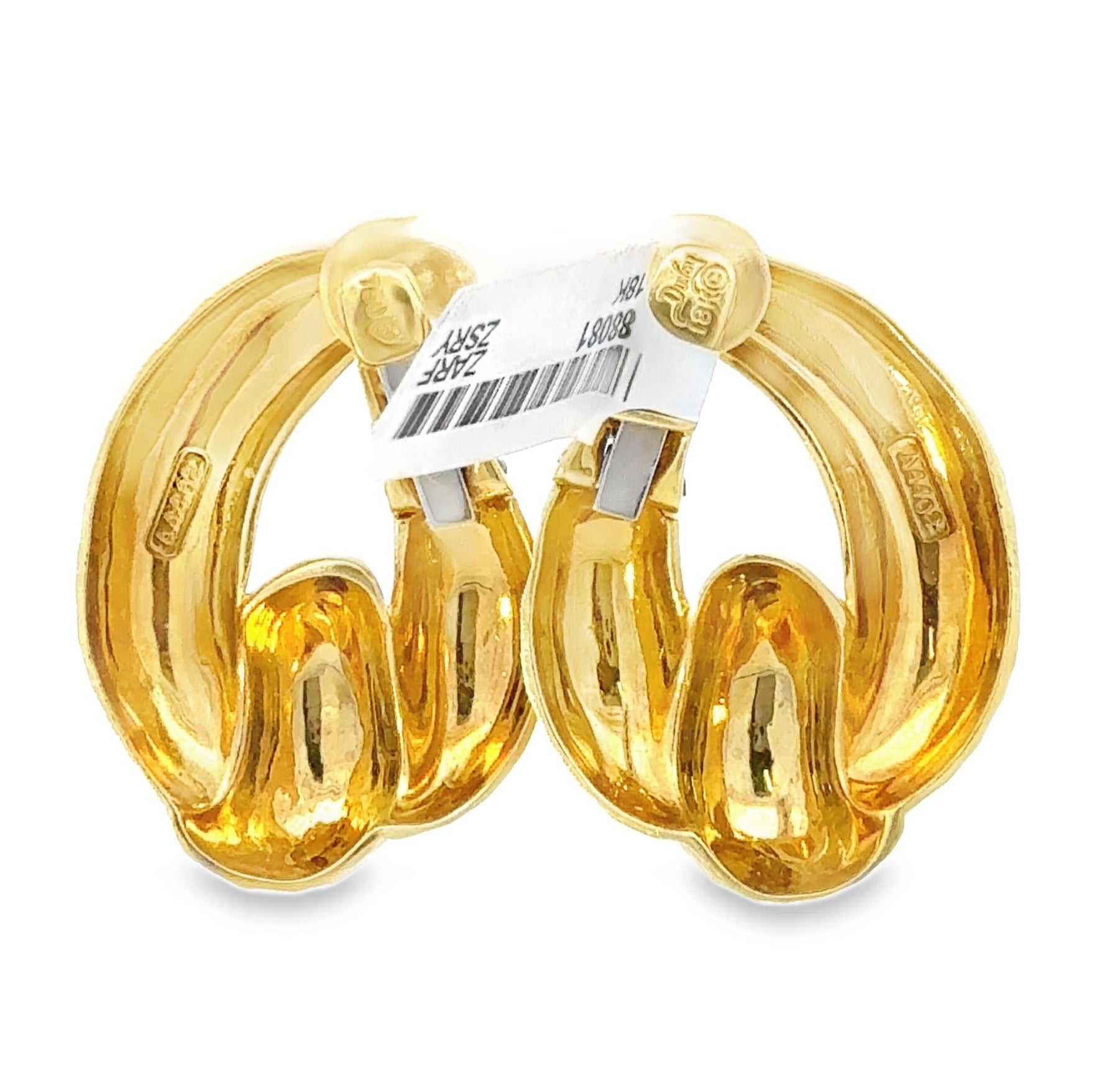 Henry Dunay 18K Yellow Gold Hammered Hoop Clip-On Earrings