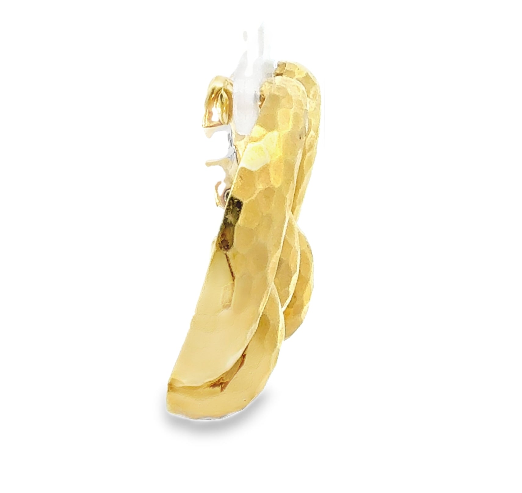 Henry Dunay 18K Yellow Gold Hammered Hoop Clip-On Earrings