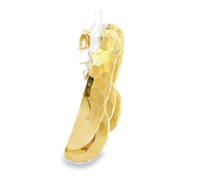 Henry Dunay 18K Yellow Gold Hammered Hoop Clip-On Earrings