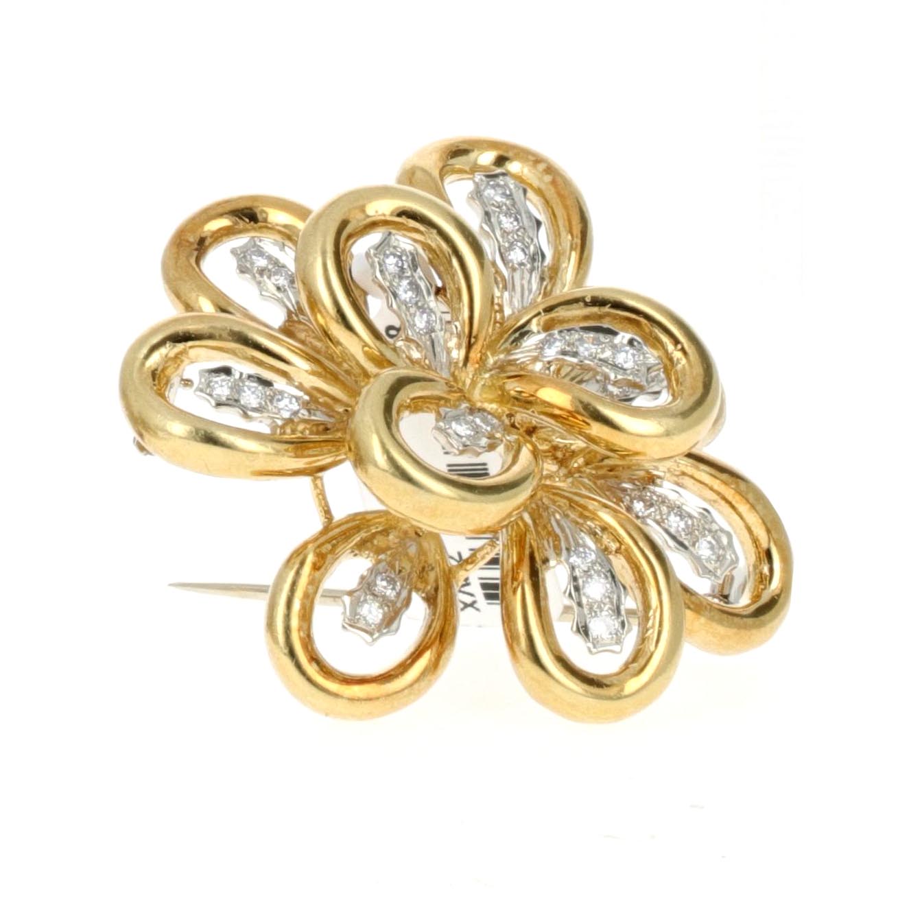 Italian Retro Diamond Floral Brooch