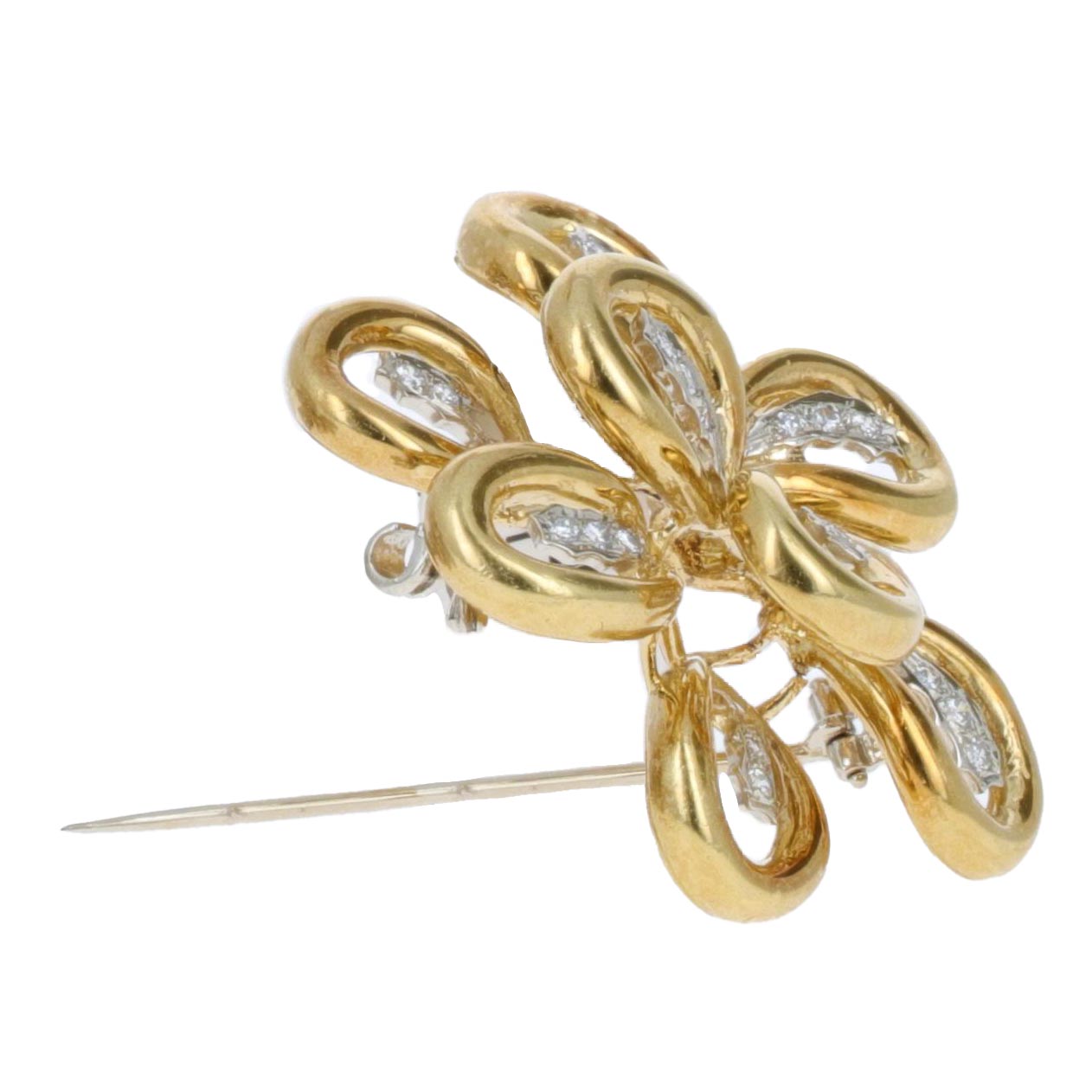 Italian Retro Diamond Floral Brooch