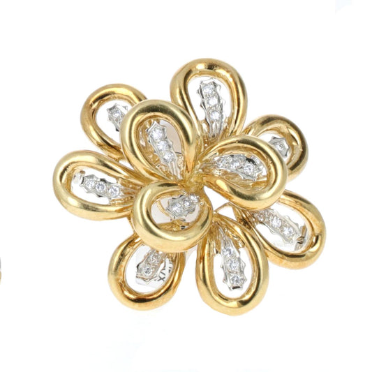 Italian Retro Diamond Floral Brooch