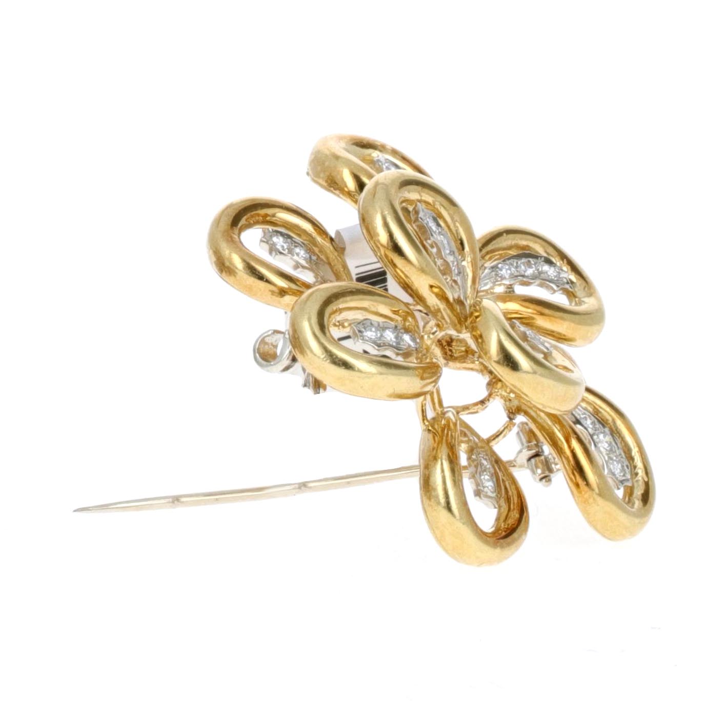 Italian Retro Diamond Floral Brooch