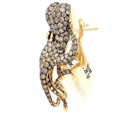 ROTO E ROTO Octopus Diamond Earrings in 18K Yellow Gold with Black Rhodium