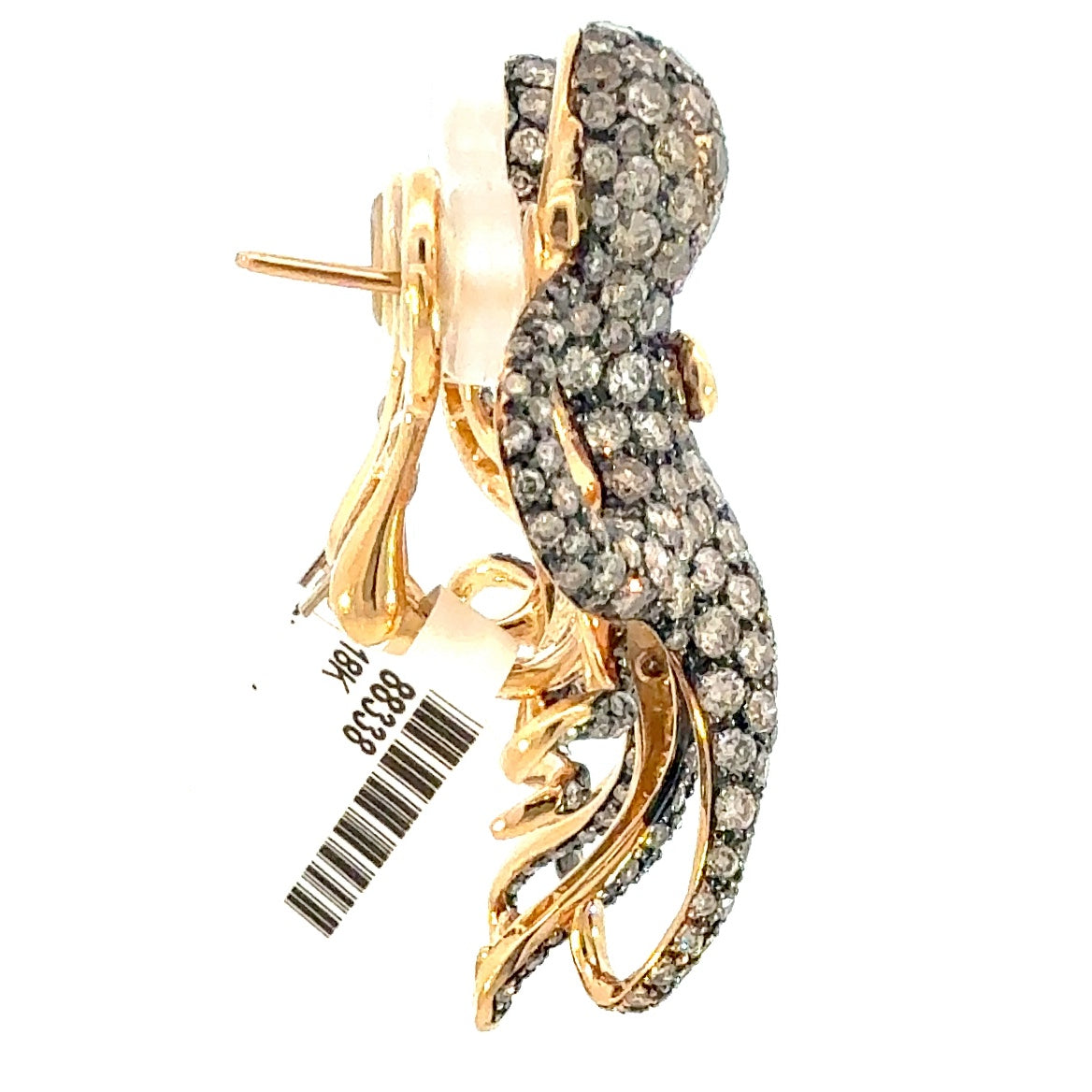 ROTO E ROTO Octopus Diamond Earrings in 18K Yellow Gold with Black Rhodium