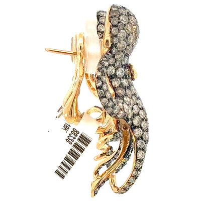 ROTO E ROTO Octopus Diamond Earrings in 18K Yellow Gold with Black Rhodium