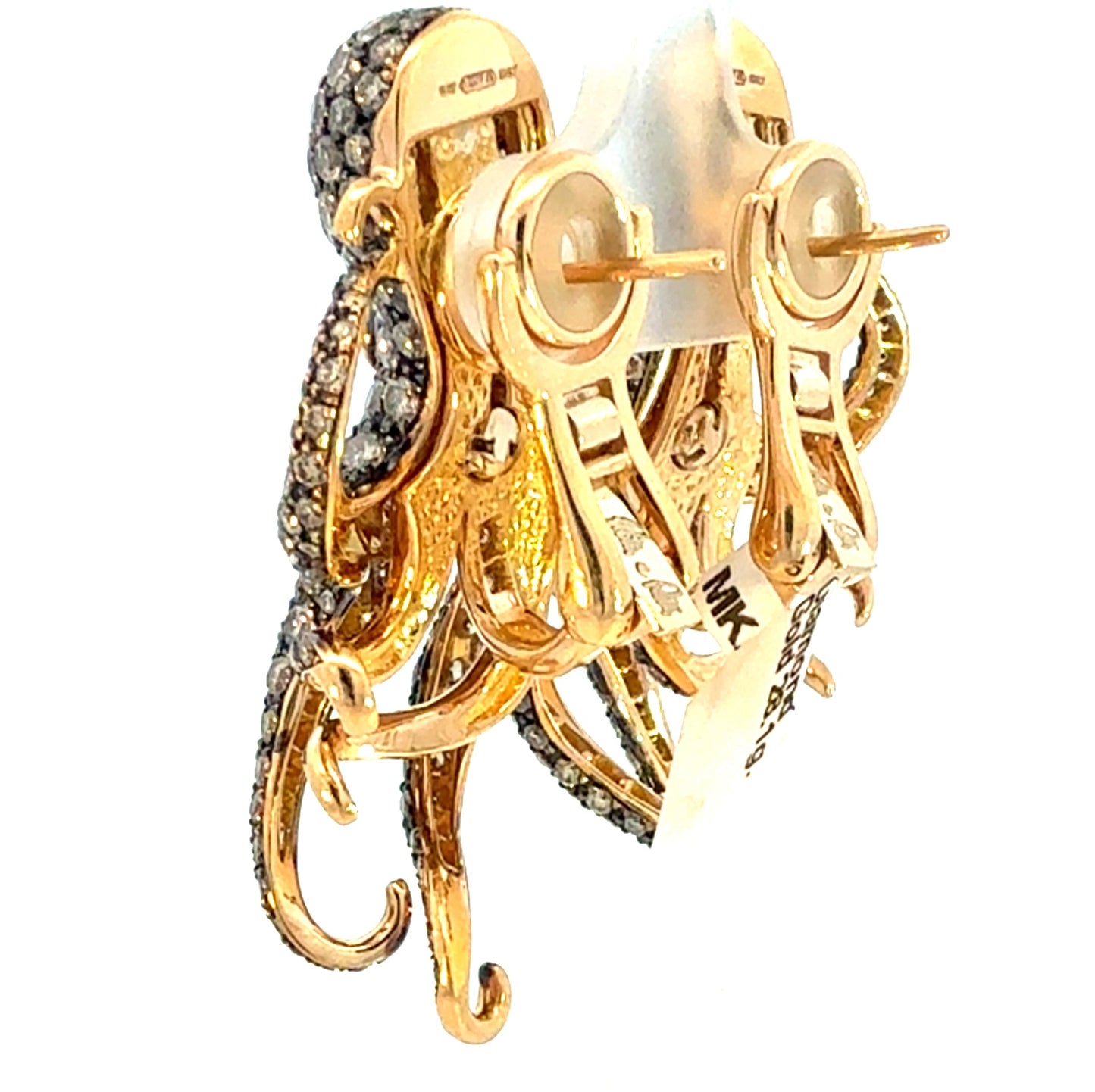 ROTO E ROTO Octopus Diamond Earrings in 18K Yellow Gold with Black Rhodium