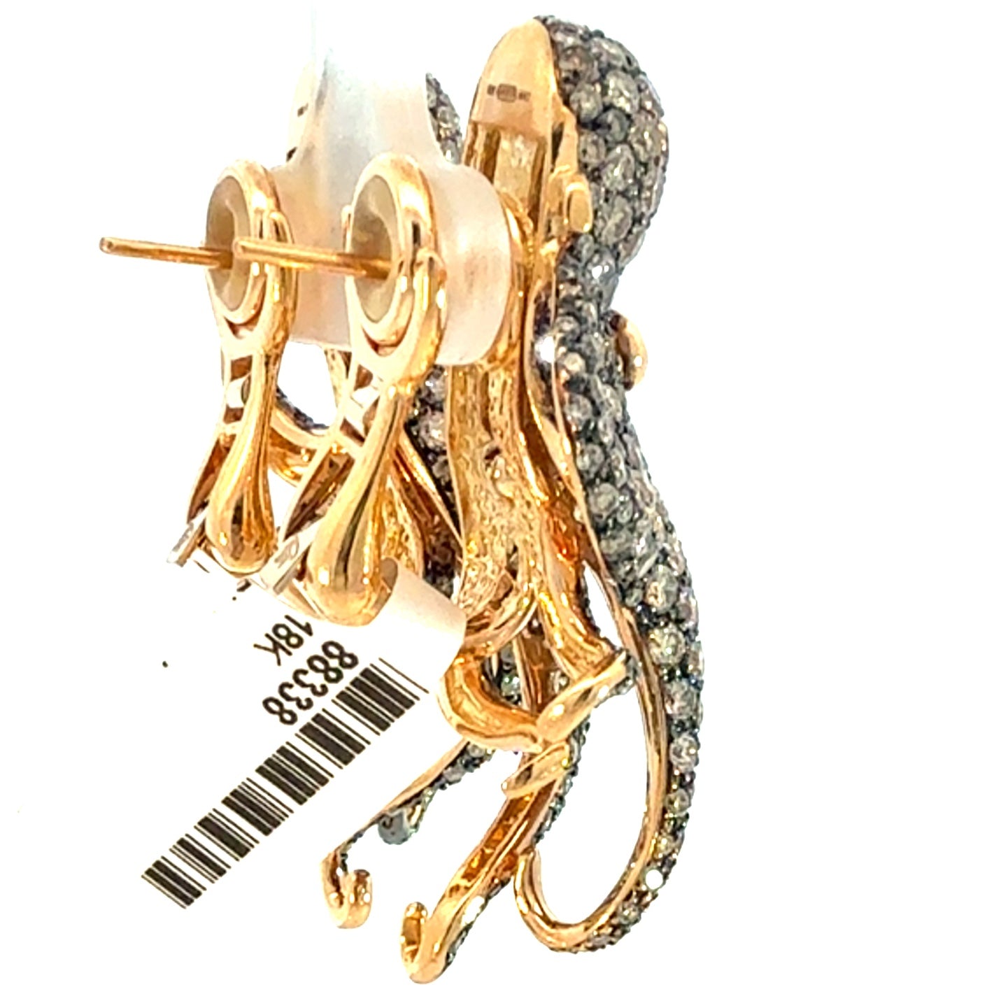 ROTO E ROTO Octopus Diamond Earrings in 18K Yellow Gold with Black Rhodium