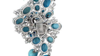 Meister Swiss 18k white gold 3-strand turquoise, pearl
