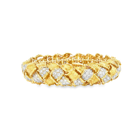 Estate Hammerman Brothers Woven 18K Gold and Diamond Bracelet