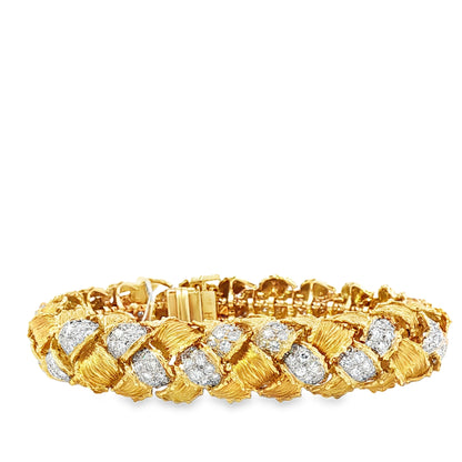 Estate Hammerman Brothers Woven 18K Gold and Diamond Bracelet