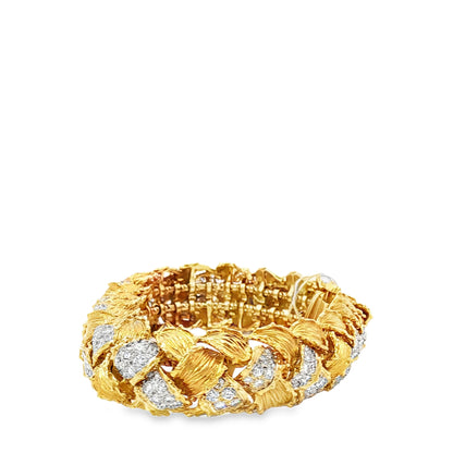 Estate Hammerman Brothers Woven 18K Gold and Diamond Bracelet