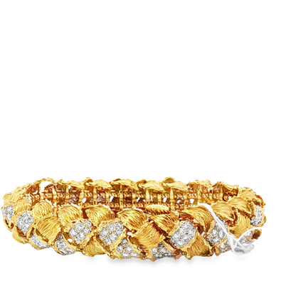 Estate Hammerman Brothers Woven 18K Gold and Diamond Bracelet