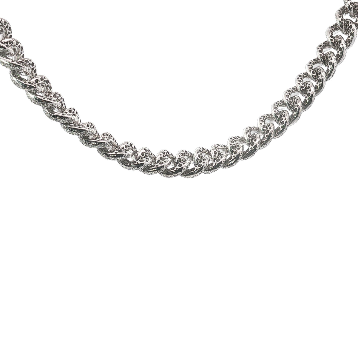 25 Carat Diamond Pavé Cuban Link Choker Necklace in 18K White Gold