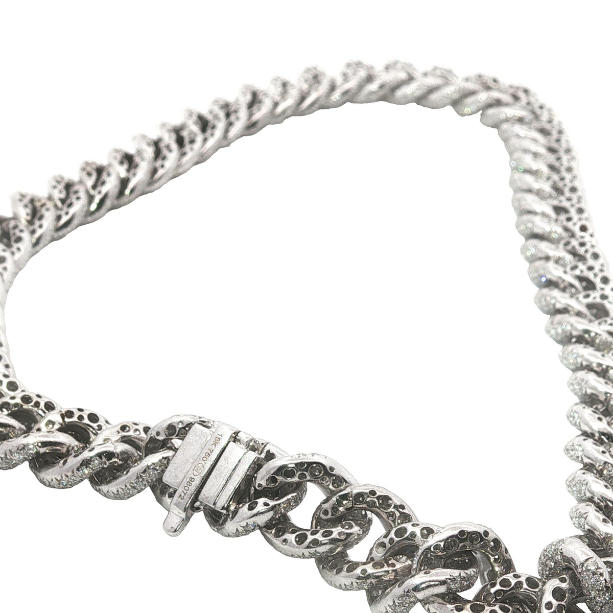 25 Carat Diamond Pavé Cuban Link Choker Necklace in 18K White Gold