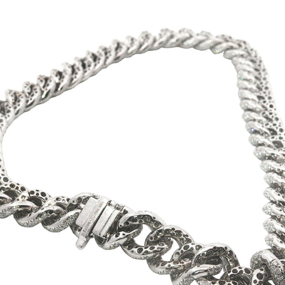 25 Carat Diamond Pavé Cuban Link Choker Necklace in 18K White Gold