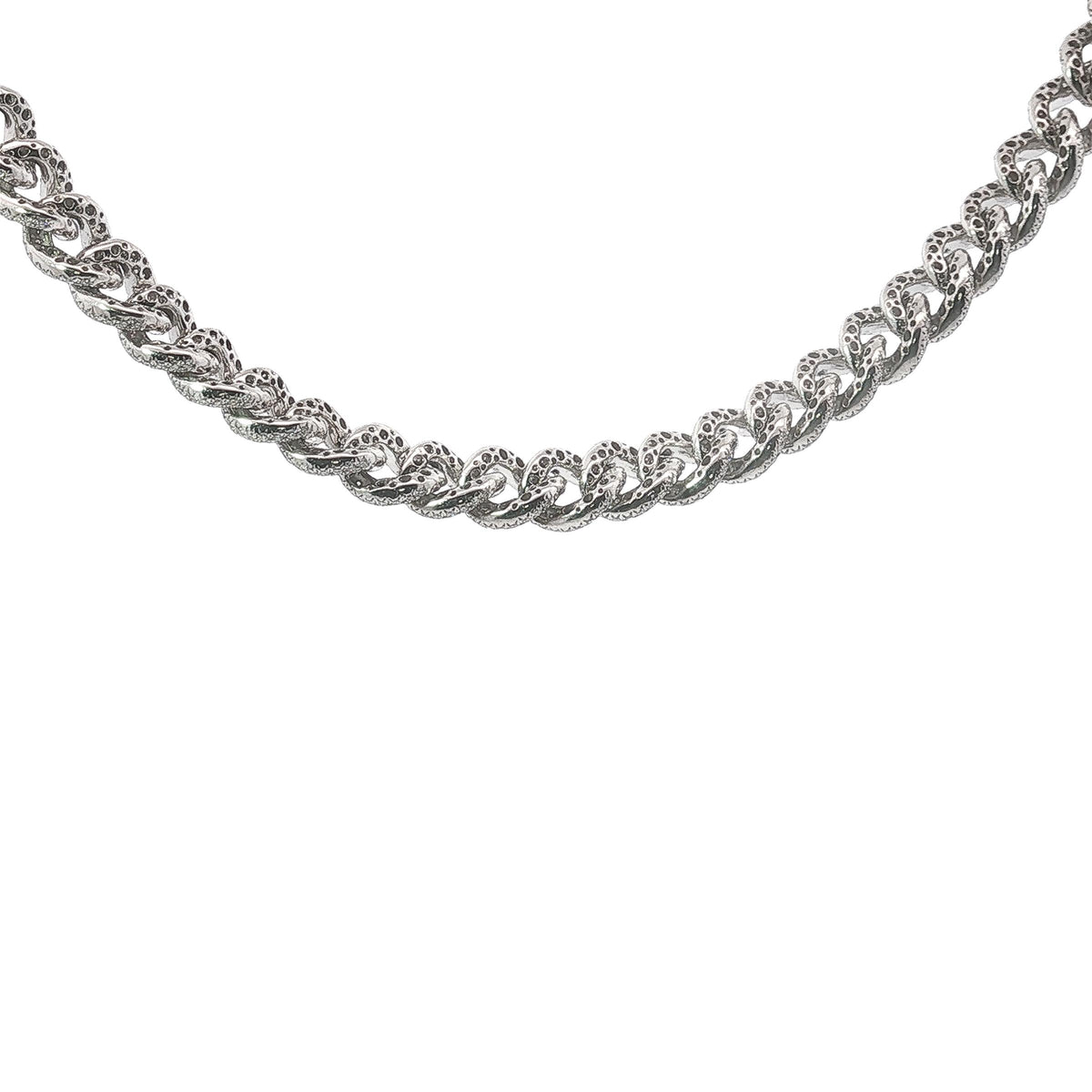 25 Carat Diamond Pavé Cuban Link Choker Necklace in 18K White Gold