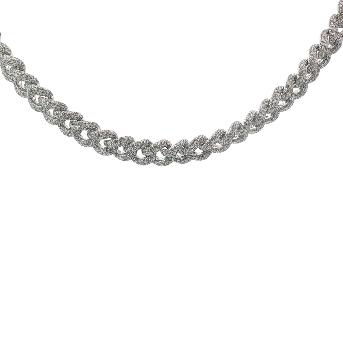 25 Carat Diamond Pavé Cuban Link Choker Necklace in 18K White Gold