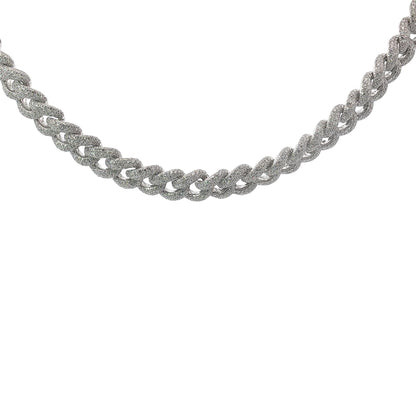25 Carat Diamond Pavé Cuban Link Choker Necklace in 18K White Gold