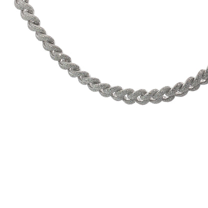 25 Carat Diamond Pavé Cuban Link Choker Necklace in 18K White Gold