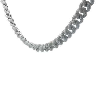 25 Carat Diamond Pavé Cuban Link Choker Necklace in 18K White Gold