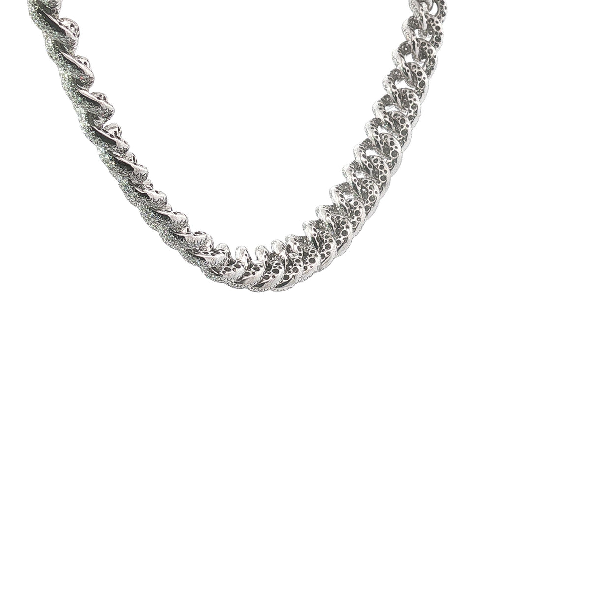 25 Carat Diamond Pavé Cuban Link Choker Necklace in 18K White Gold
