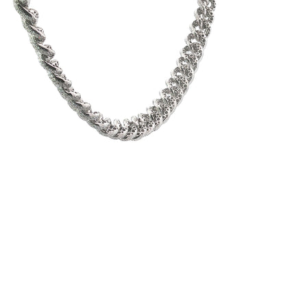 25 Carat Diamond Pavé Cuban Link Choker Necklace in 18K White Gold