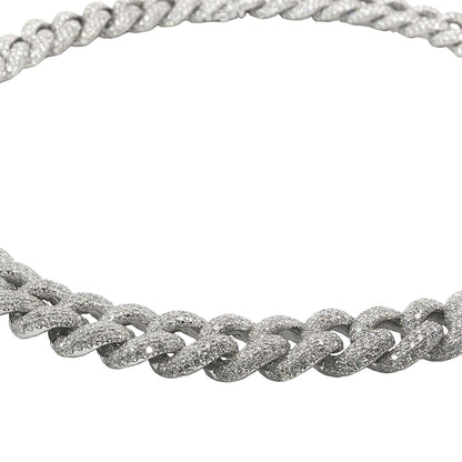25 Carat Diamond Pavé Cuban Link Choker Necklace in 18K White Gold