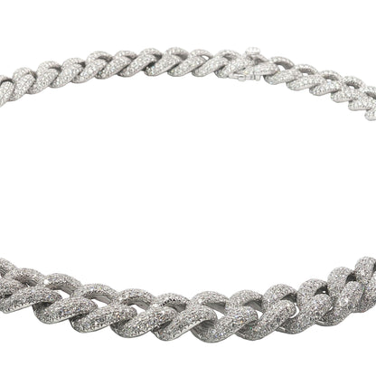 25 Carat Diamond Pavé Cuban Link Choker Necklace in 18K White Gold