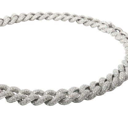 25 Carat Diamond Pavé Cuban Link Choker Necklace in 18K White Gold