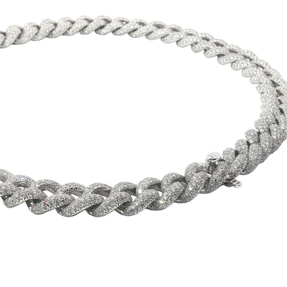 25 Carat Diamond Pavé Cuban Link Choker Necklace in 18K White Gold